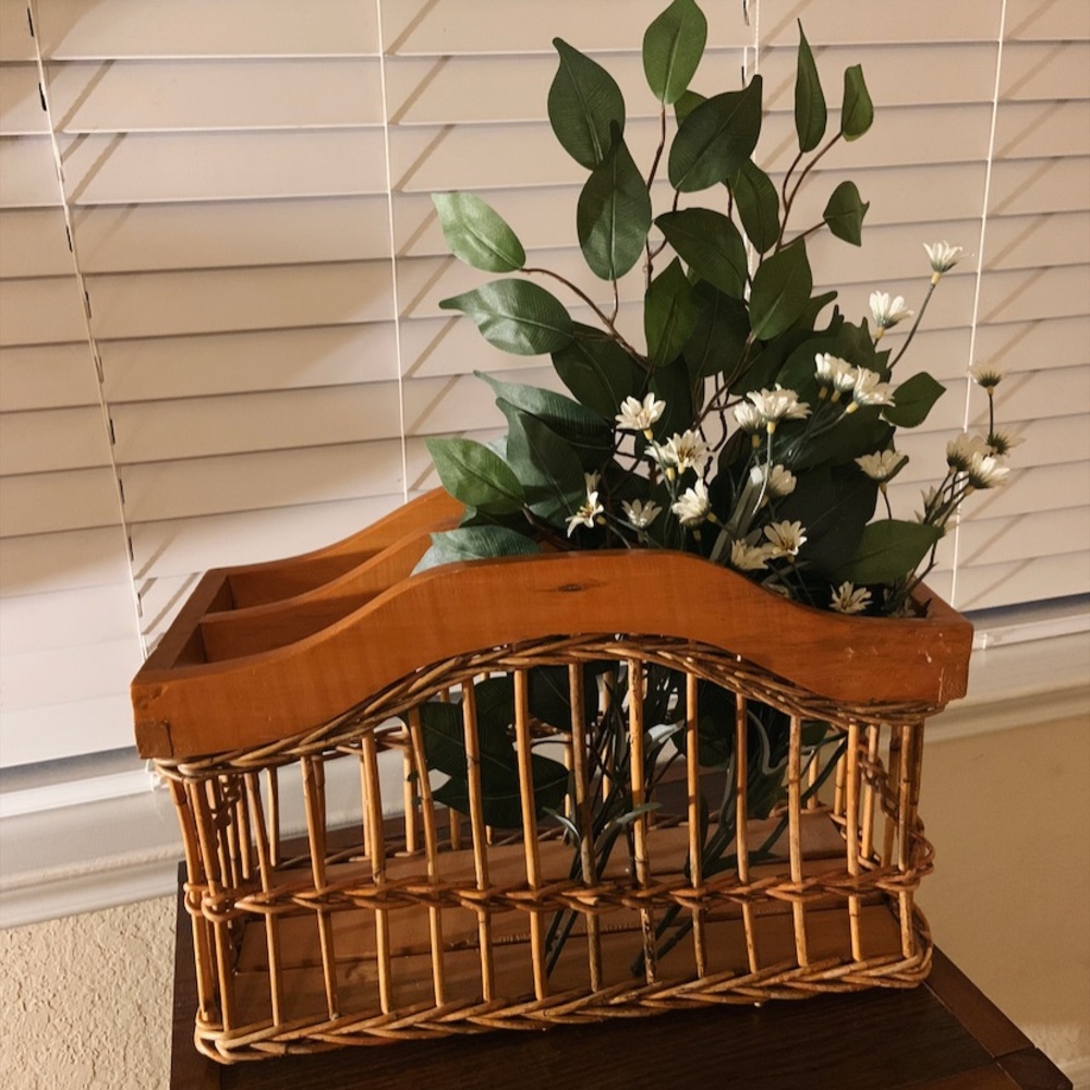 Vintage Rattan Magazine Rack